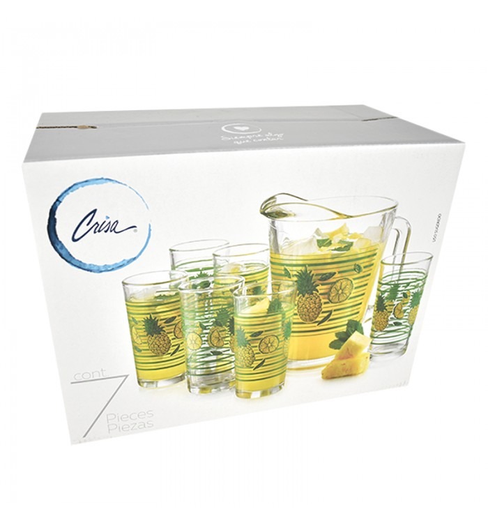 JUEGO DE AGUA DE 7 PIEZAS PIÑAS #7972 - 1718042