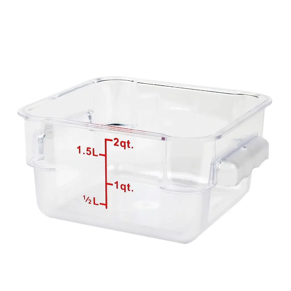 CONTENEDOR CUADRADO TRANSPARENTE DE POLICARBONATO DE 2 QT CON TAPA VERDE - DS5001 / PLSFT002PC