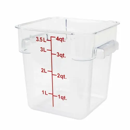 CONTENEDOR CUADRADO TRANSPARENTE DE POLICARBONATO DE 4 QT - DS5003 / PLSFT004PC