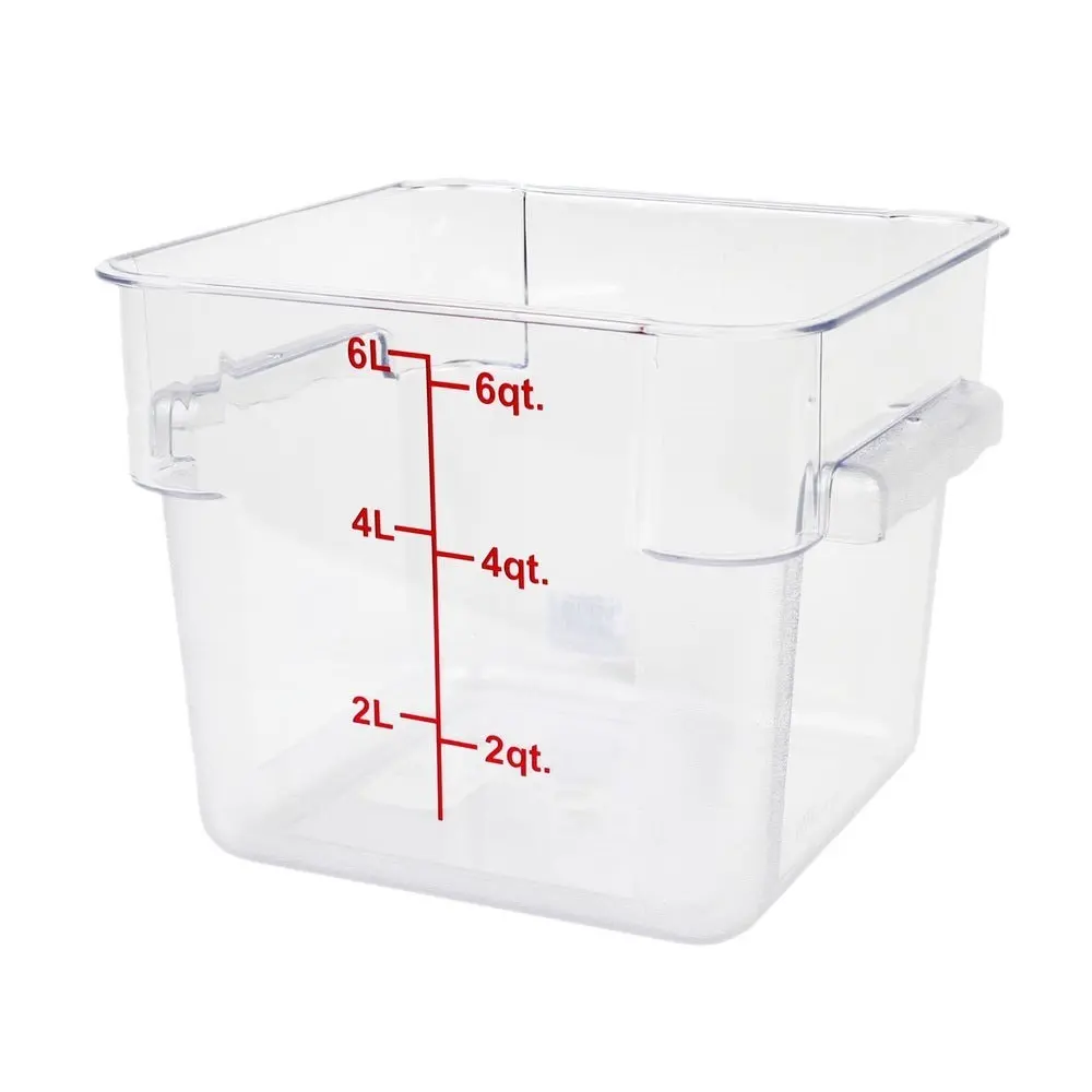 CONTENEDOR CUADRADO TRANSPARENTE DE POLICARBONATO DE 6 QT CON TAPA - DS5005 / PLSFT006PC