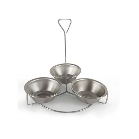 SALSERO CON 3 RECIPIENTES CONCASSÉ DE ACERO INOXIDABLE CON ARMAZÓN - MCSAL02