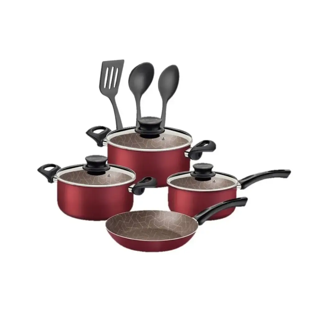 BATERÍA DE COCINA TRAMONTINA PARIS ROJO DE 10 PIEZAS - 32300438