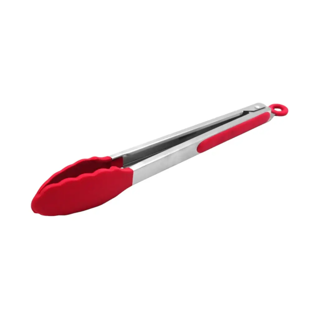 PINZAS DE ACERO INOXIDABLE Y SILICÓN ROJO DE 12" - 020-001-083