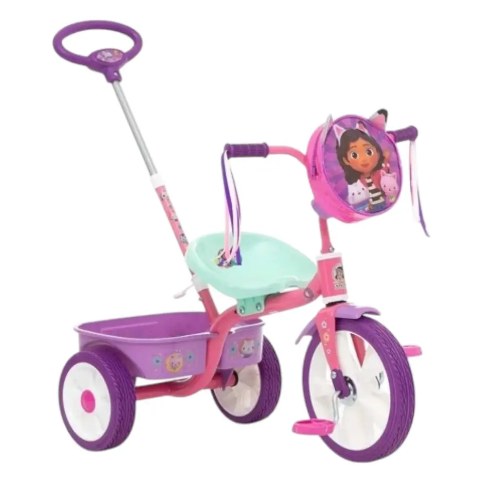 TRICICLO APACHE GABBYS DOLLHOUSE DE LUXE CON CAJUELA Y BARRA DE EMPUJE R12 - MX-DPB-TGA / 160133