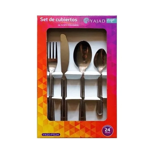 [058709] SET DE CUBIERTOS ACERO INOX PUNTOS 24 PZAS No. Y420-PS24
