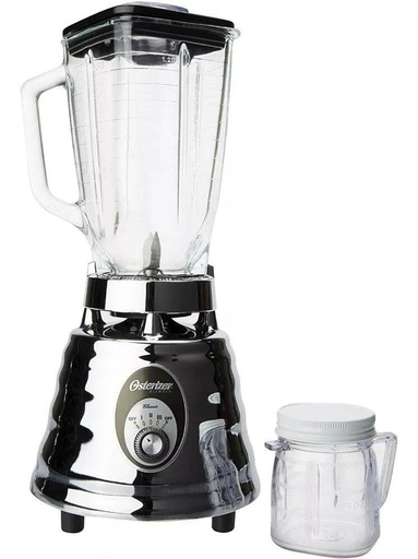 [014716] LICUADORA CROMADA OSTER DE 3 VELOCIDADES C/VASO DE VIDRIO + MINI VASO MEDIDOR #OS465-42