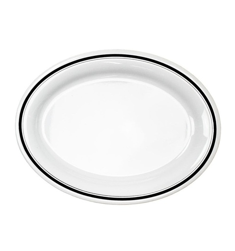 [054499] PLATO OVALADO 14" MELAMINA BLANCA ZAFIRO DIAMANTE - 105-010-103