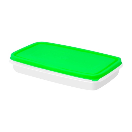 [007152] RECIPIENTE RECTANGULAR CHICO DE 1 LITRO CON TAPA DE COLORES #35038C