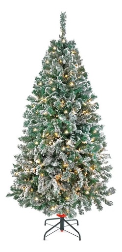 [054903] PINO VERMONT VERDE NEVADO C/260 LUCES LED CALIDA #6 190cm - 34160