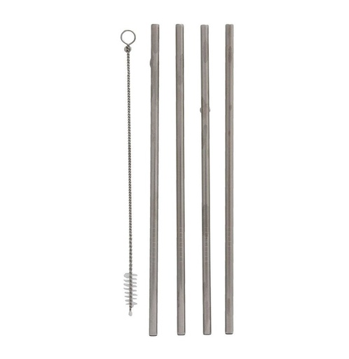 [061670] JUEGO DE POPOTES DE ACERO INOXIDABLE CURVOS 20.5cm - 146-025-002