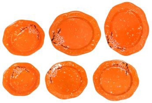 [062254] PLATO PASTELERO MELAMINA NARANJA DECORADA 8" - 003-302-020