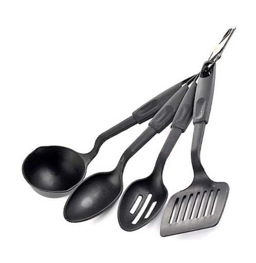 [062261] JUEGO DE 4 UTENSILIOS DE COCINA COLOR NEGRO - 021-003-001