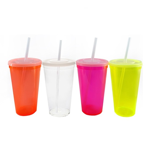 [062922] VASO MAXI JUMBO DE POLICARBONATO 1000ml CON TAPA Y POPOTE - PT1197