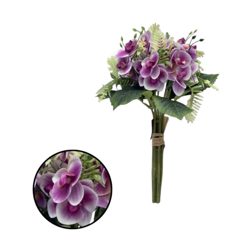 [063417] RAMO FLOR SILICONA 21 CABEZAS NATURAL TOUCH MORADO BLANCO - 5815193