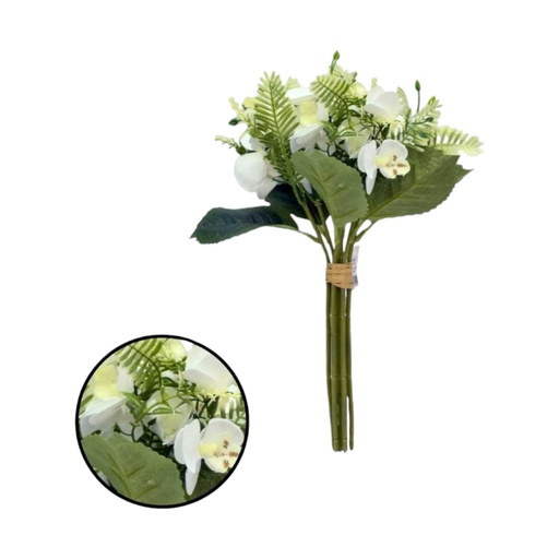 [063420] RAMO FLOR SILICONA 21 CABEZAS NATURAL TOUCH BLANCO - 5815155