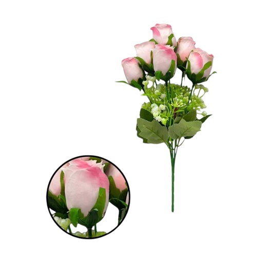 [063423] RAMO FLOR 6 CABEZAS 35CM ROSA CLARO - 5814875
