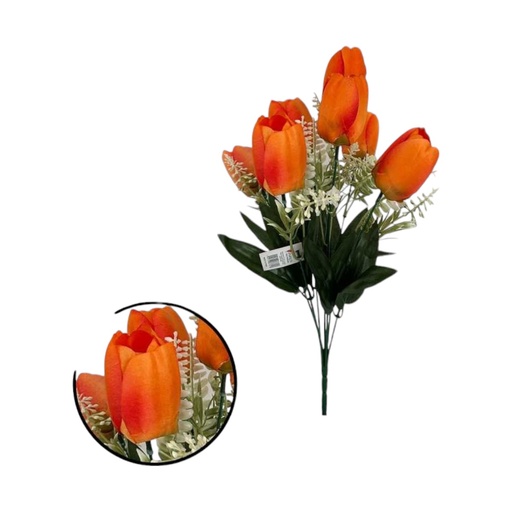 [063449] RAMO TULIPAN 7 CABEZAS 40CM NARANJA - 5813813