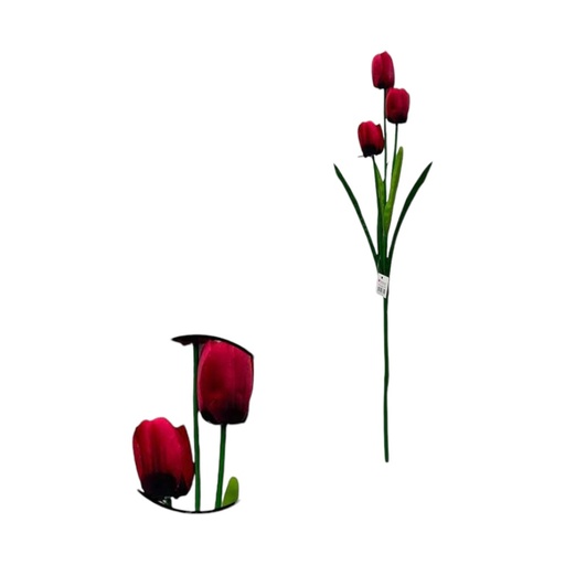 [063458] VARA FLOR TULIPAN 3 CABEZAS 75CM ROJO - 5813714