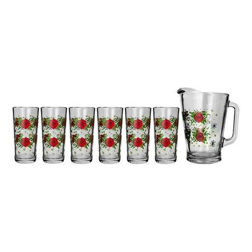 [064563] JUEGO DE AGUA DE 7 PIEZAS ROSAS ROJAS 1 #C431 - 1721988