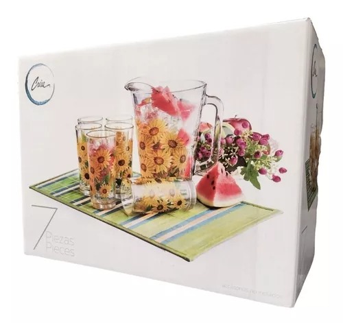[064568] JUEGO DE AGUA DE 7 PIEZAS GIRASOLES #7972 - 1710123