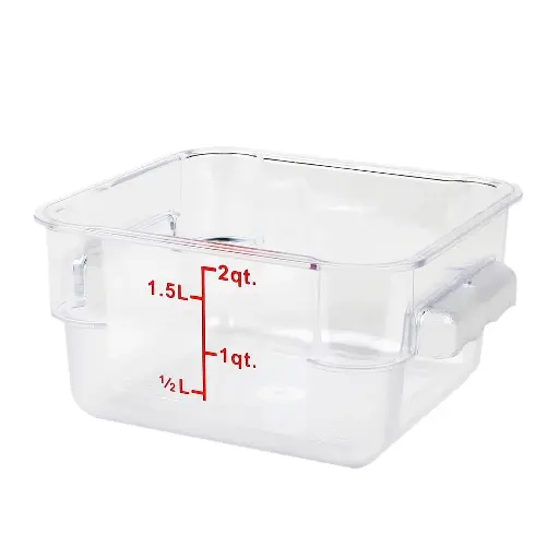 [064885] CONTENEDOR CUADRADO TRANSPARENTE DE POLICARBONATO DE 2 QT CON TAPA VERDE - DS5001 / PLSFT002PC