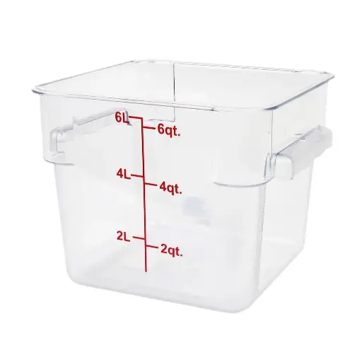 [064887] CONTENEDOR CUADRADO TRANSPARENTE DE POLICARBONATO DE 6 QT CON TAPA - DS5005 / PLSFT006PC